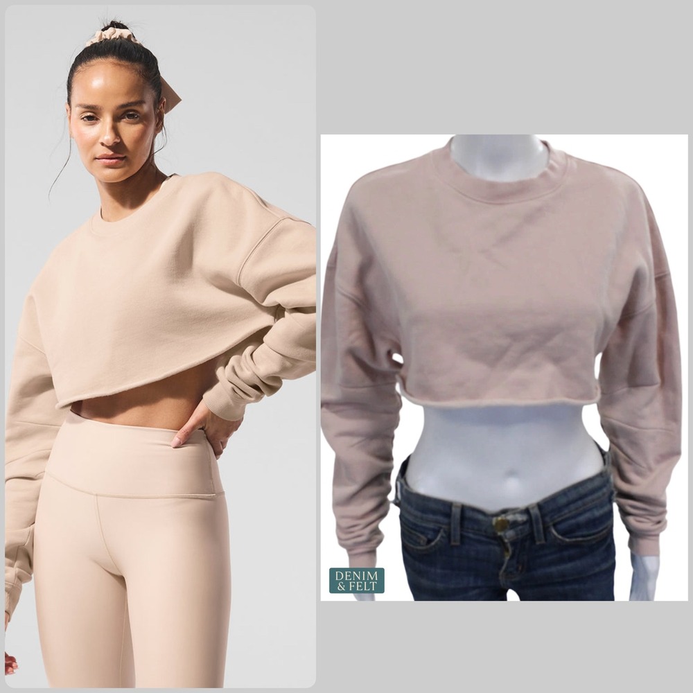 Alo Yoga Extreme Cropped Pullover‎ Pink Quartz XXS Balletcore Lounge Athleisure